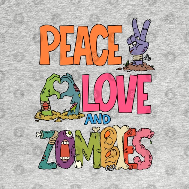 Peace, love and zombies - Halloween Gift by Konnectd